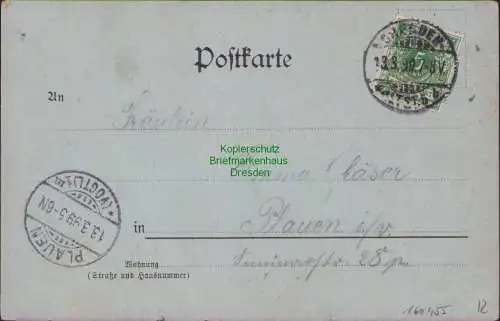 160455 AK Dresden Hauptstrasse 1899 Goldner Reiter Mondscheinkarte