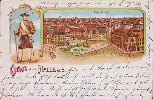 160378 Ansichtskarte Halle a. S. Litho 1903 nach Nachterstedt