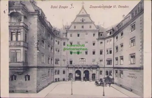 160440 AK Dresden 1912 Hotel Hospiz Zinzendorfstraße 17