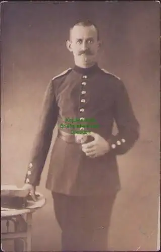 160445 Ansichtskarte Danzig Neufahrwasser Fotokarte Soldat Uniform 1915 Feldpost