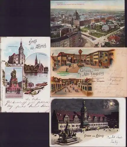 160396 4 AK Leipzig JOHANNISKIRCHE Litho 1898 LUTHERKIRCHE Bruno Bürger u Ottile
