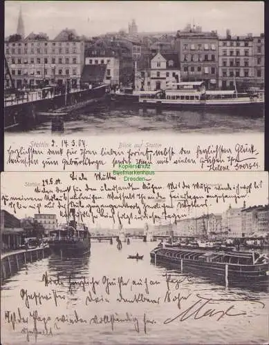 160465 2 AK Blick auf Stettin 1904 Hafenpartie