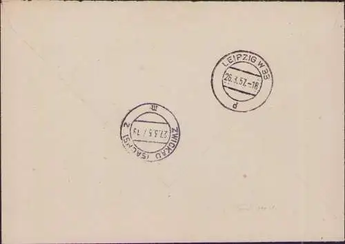 B16038 DDR ZKD Brief B 11 1400 Leipzig Frühverwendung 26.03.1957 sehr selten na