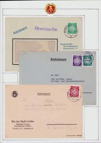 B15947 DDR ZKD 3x Brief Behördenpost mit Diestmarken Görlitz D 9 1. Portoperiode