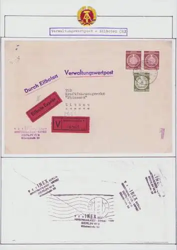 B15982 DDR ZKD Brief Verwaltungswertpost Wert-Zettel V rotes Papier 1955 5. Per