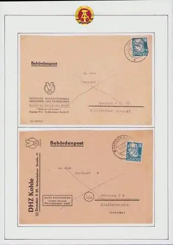 B15944 DDR ZKD 2x Brief Vorläufer Behördenpost Dresden vorgedruckt DHZ Kohle