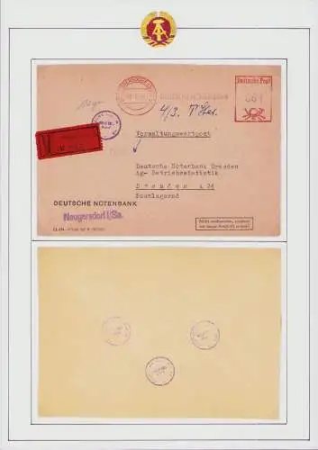 B15961 DDR ZKD Brief Verwaltungswertpost Wert-Zettel V rot Pergamin 1954 2.