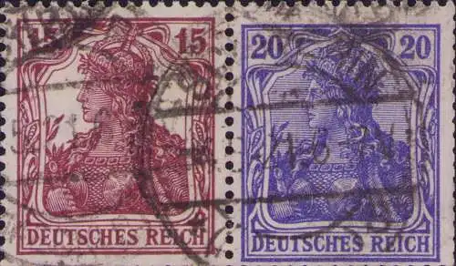 3438 DR Zdr. Zusammendruck Germania W 14 gestempelt