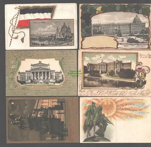142000 6 Ansichtskarte Berlin Königl. Schloss Bibliothek Opernplatz Geburtstag Kaiser 1897