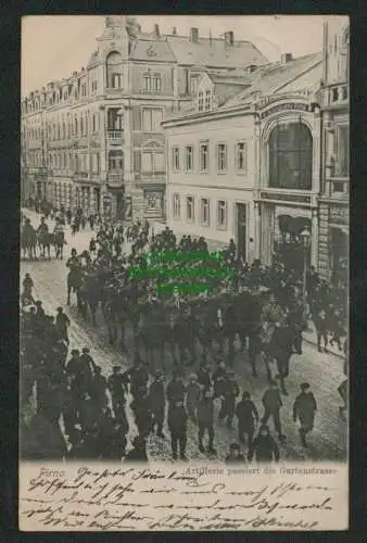 139661 Ansichtskarte Pirna 1905 Artilleie passiert die Gartenstrasse