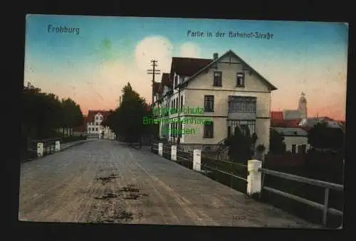 136055 Ansichtskarte Frohburg bei Leipzig 1917 Partie in der Bahnhof Straße