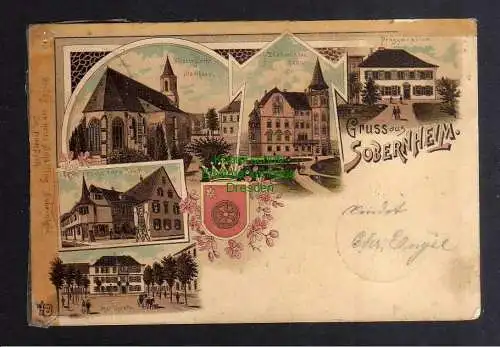 135165 AK Bad Sobernheim Litho 1899 Kirche Stadthaus Progymnasium Fuchs Haus