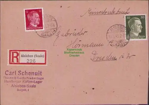 B17190 R-Brief Gebr. Hörmann A.-G. Alsleben 1943 Carl Schenuit Thams & Garfs