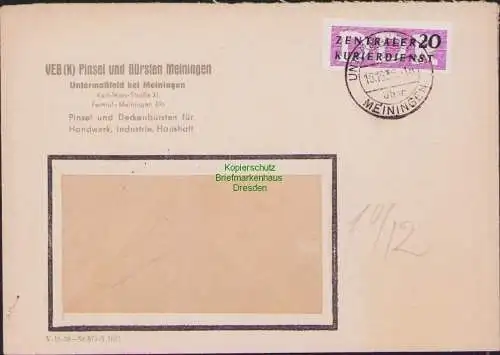 B17167 Brief DDR ZKD 7 1956 VEB Pinsel u. Bürsten Meiningen Untermaßfeld Leipzig