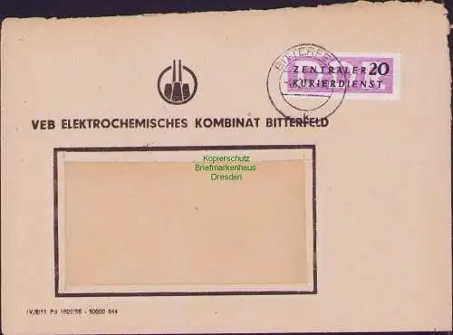 B17166 DDR ZKD 7 Brief VEB Elektrochemisches Kombinat Bitterfeld 1956 Fensterums