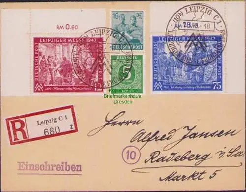 B17163 SBZ R-Brief Leipzig C1 Leipziger Frühjahrsmesse 1948 Alliierte 965 966