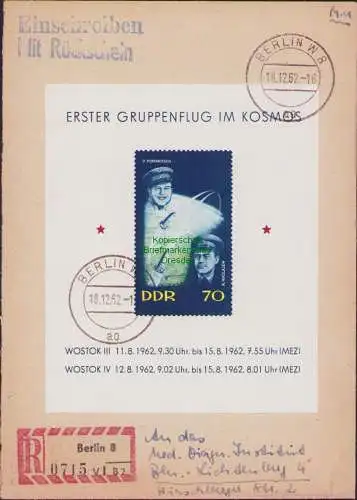 B17137 Brief DDR Block 17 übergehender Stempel Berlin der Versandstelle 1962