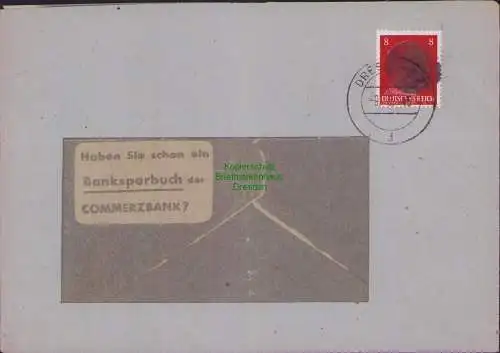 B17123 Brief Sächs. Schwärzung Dresden -9.6.45 Fensterbrief Reklame Commerzbank