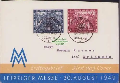 B17186 SBZ Leipziger Herbstmesse 1949 Schmuckumschlag 240 241 FDC 30.8.49