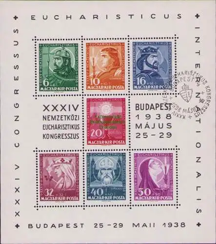 B17176 Ungarn 1938 Block 3 ** 34. Internationaler Eucharistischer Kongress 569 -