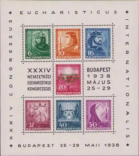 B17175 Ungarn 1938 Block 3 ** 34. Internationaler Eucharistischer Kongress 569