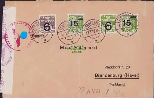 B17115 Brief Dänemark Sonderborg 1942 nach Brandenburg Havel OKW Zensur mit