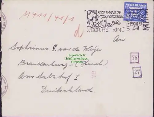 B17107 Brief Niederlande Utrecht 1941 nach Brandenburg Havel OKW Zensur mit Vers