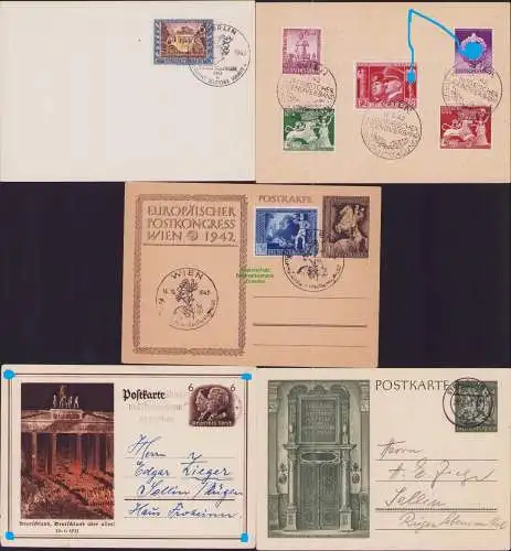 B17103 5 Belege Ganzsache DR Deutsches Reich Berlin Tag der Briefmarke Wien 1942