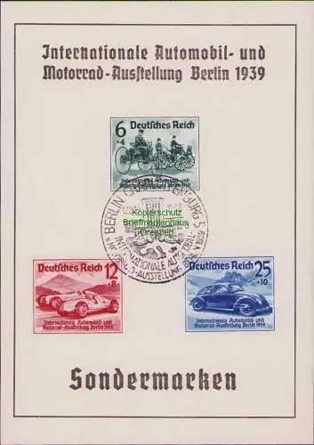 B17101 Gedenkblatt Internationale Automobil- u. Motorrad-Ausstellung Berlin 1939