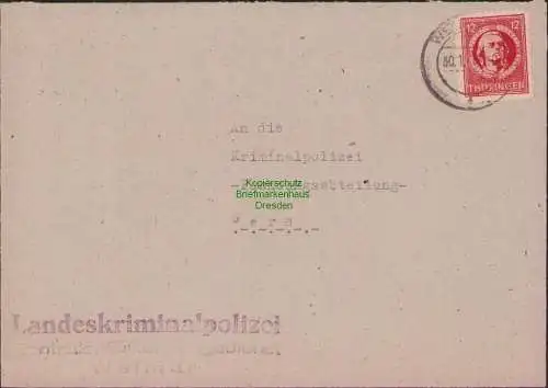 B17314 Brief SBZ Thüringen Landeskriminalpolizei Erkennungsdienst Weimar an