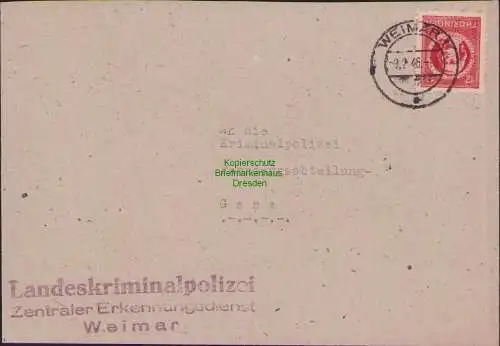 B17313 Brief SBZ Thüringen Landeskriminalpolizei Erkennungsdienst Weimar an