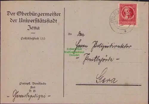 B17301 Brief SBZ Thüringen Der Oberbürgermeister Jena Polizeidirektor Gera 1946