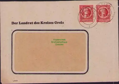 B17297 Brief SBZ Thüringen Der Landrat des Kreises Greiz 1945 Einwohnermeldeamt