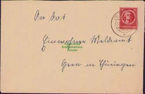 B17295 Brief SBZ Thüringen Schleiz an Einwohnermeldeamt Gera 1945