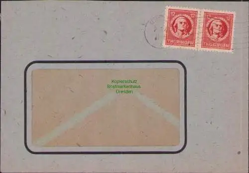 B17279 Brief SBZ Thüringen Greiz Fensterumschlag aus der Korrespondenz an das