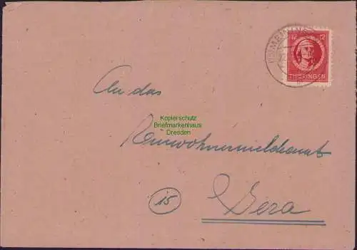 B17276 Brief SBZ Thüringen an Meiningen Einwohnermeldeamt Gera 1945