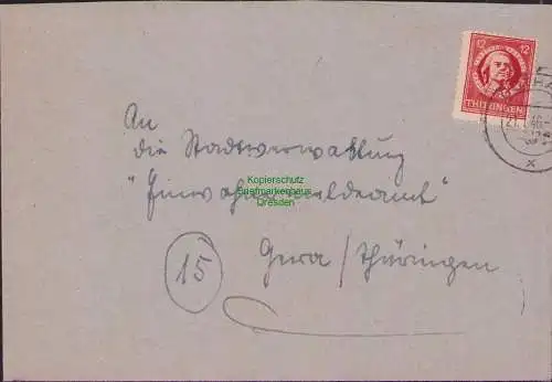B17275 Brief SBZ Thüringen Gotha an Einwohnermeldeamt Gera 1946