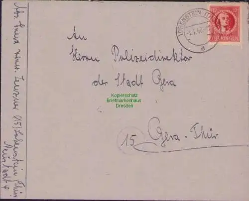 B17274 Brief SBZ Thüringen Lobenstein Thür. an Polizeidirektor Gera 1.1.46 1946