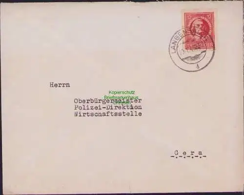 B17273 Brief SBZ Thüringen Langensalza an Polizeidirektion Gera 1945