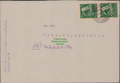 B17268 Brief SBZ Thüringen Ellrich an Polizeipräsidium Gera 1946