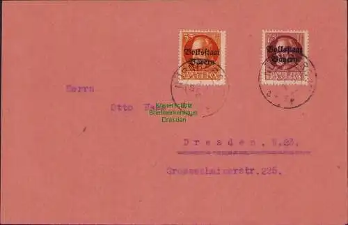 B17099 Bayern Brief 134 135 II A Nürnberg 1919 nach Dresden N 23 Ergänzungswerte