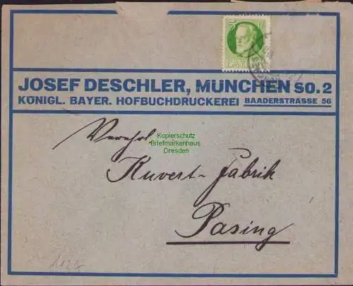 B17092 Bayern Brief um 1920 Josef Deschler Königl Bayer. Hofbuchhandlung München