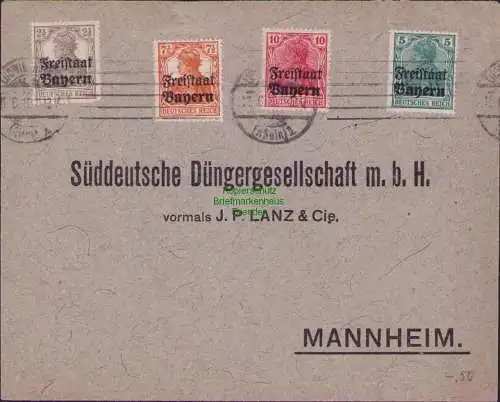 B17088 Brief Freistaat Bayern 1919 Ludwigshafen Rhein nach Mannheim