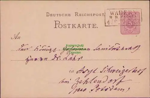 B17084 Ganzsache 5 Pfennig Wabern R.B. Cassel 1880 Kassel Hessen Rahmenstempel