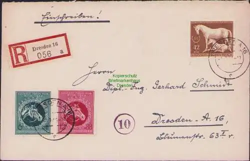 B17079 DR Deutsches Reich 899 900 901 Brief Einschreiben 1944 Dresden A16