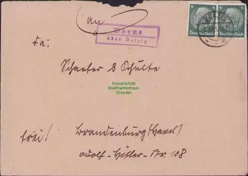 B17077 DR Deutsches Reich Brief Landposstempel Borne über Belzig 1943