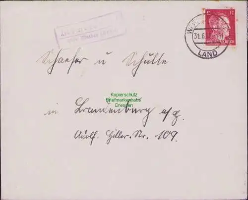 B17076 DR Deutsches Reich Brief Landposstempel Michelsdorf ü. Werder Havel 1942