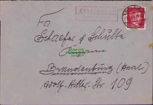 B17074 DR Deutsches Reich Brief Landposstempel Freienthal über Belzig 1944