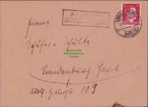 B17066 DR Deutsches Reich Brief Landposstempel Schenkenberg ü. Brandenburg Havel