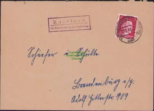 B17063 DR Deutsches Reich Brief Landposstempel Knoblauch 1943 Großwusterwitz